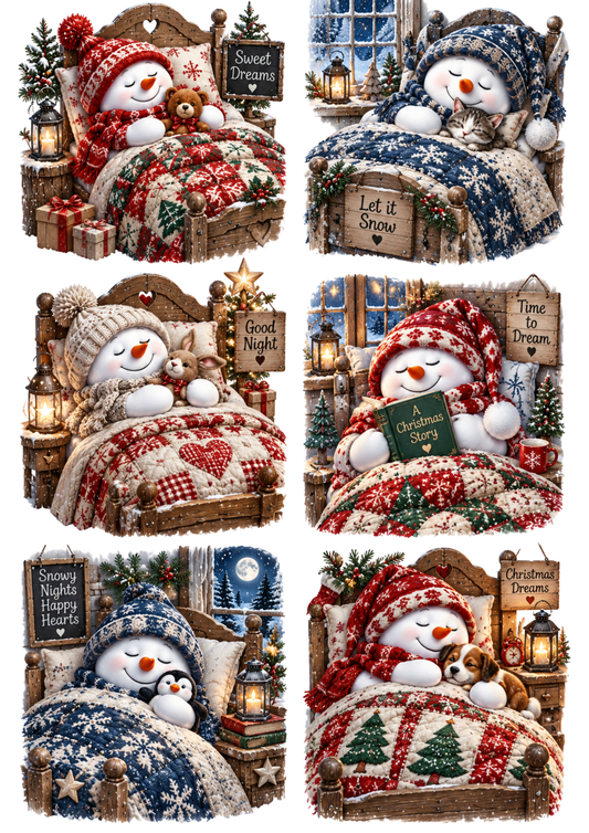 Sticker Sheet / Greeting Card – Cozy Winter Snowmen Moments Collage Cat. No. 10427
