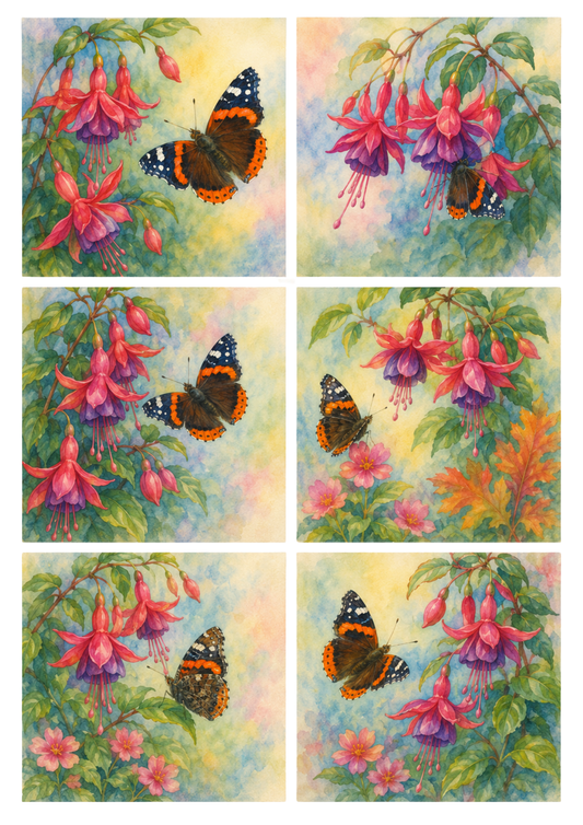 Sticker Sheet / Greeting Card – Morning Glory Collage Cat. No. 10428