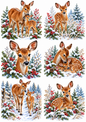 Sticker Sheet / Greeting Card – Winter Deer Scene Collage Cat. No 10469