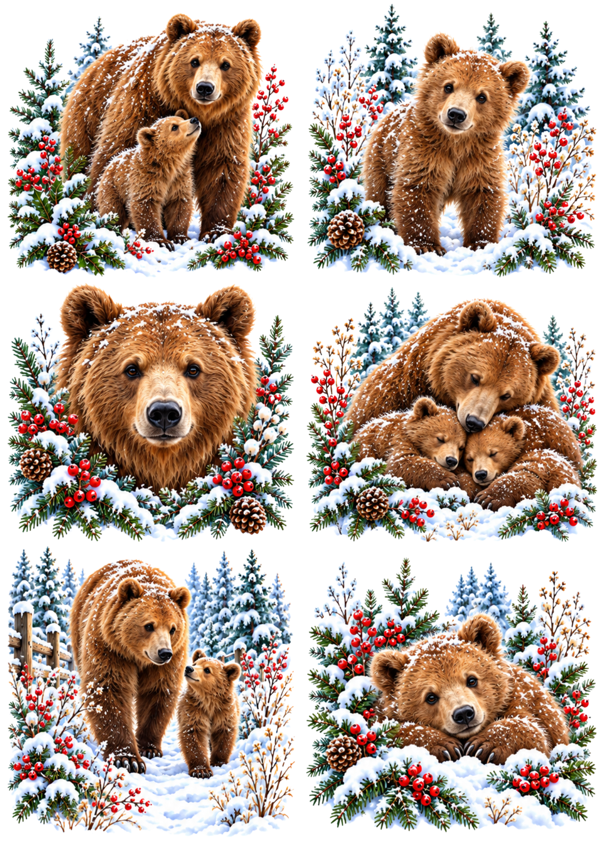 Sticker Sheet / Greeting Card – Winter Bear Scene Collage Cat. No 10470