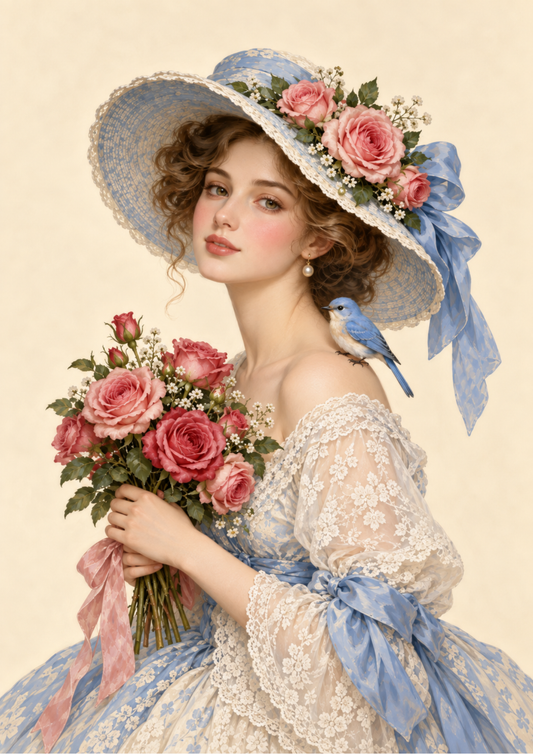 Sticker Sheet / Greeting Card – Victorian Woman Portrait Full Cat. No 10484