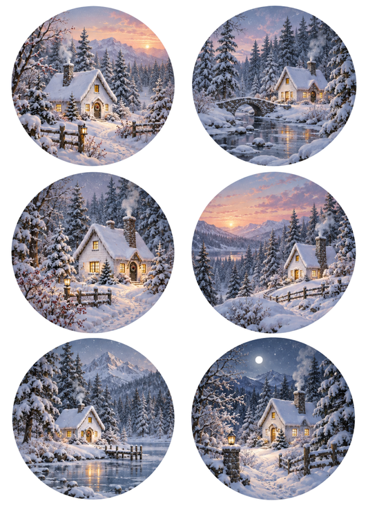 Sticker Sheet / Greeting Card – Winter Village Collage Cat. No 10499
