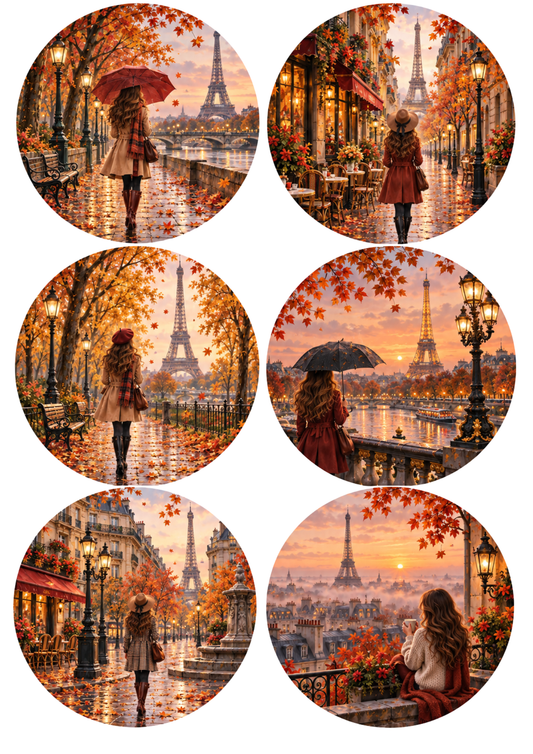 Sticker Sheet / Greeting Card – Autumn in Paris Collage Cat. No 10500