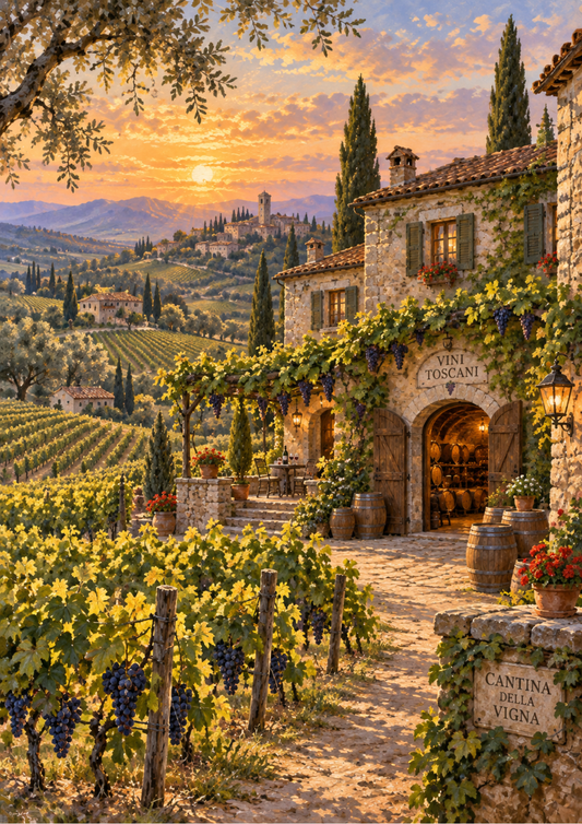 Sticker Sheet / Greeting Card – Toscany Landscape View Full Cat. No 10507