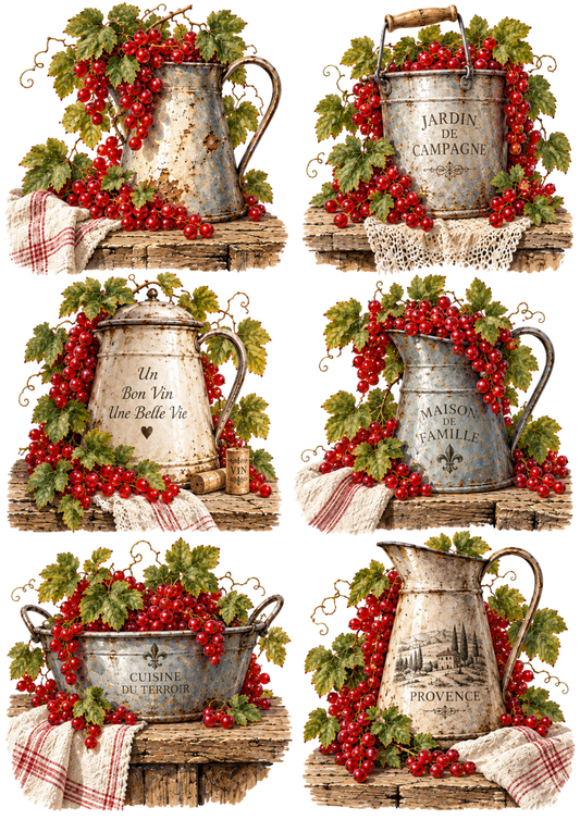 Sticker Sheet / Greeting Card – French Country Redcurrants Collage Cat. No 10512