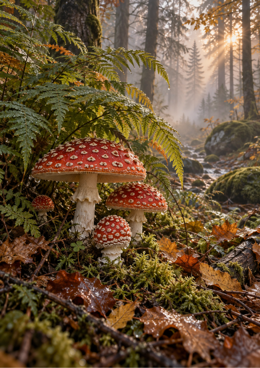 Sticker Sheet / Greeting Card – Enchanted Amanita Forest Full Cat. No 10520