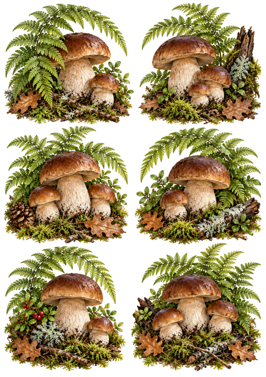 Sticker Sheet / Greeting Card – Mushrooms Among the Ferns Collage Cat. No 10521