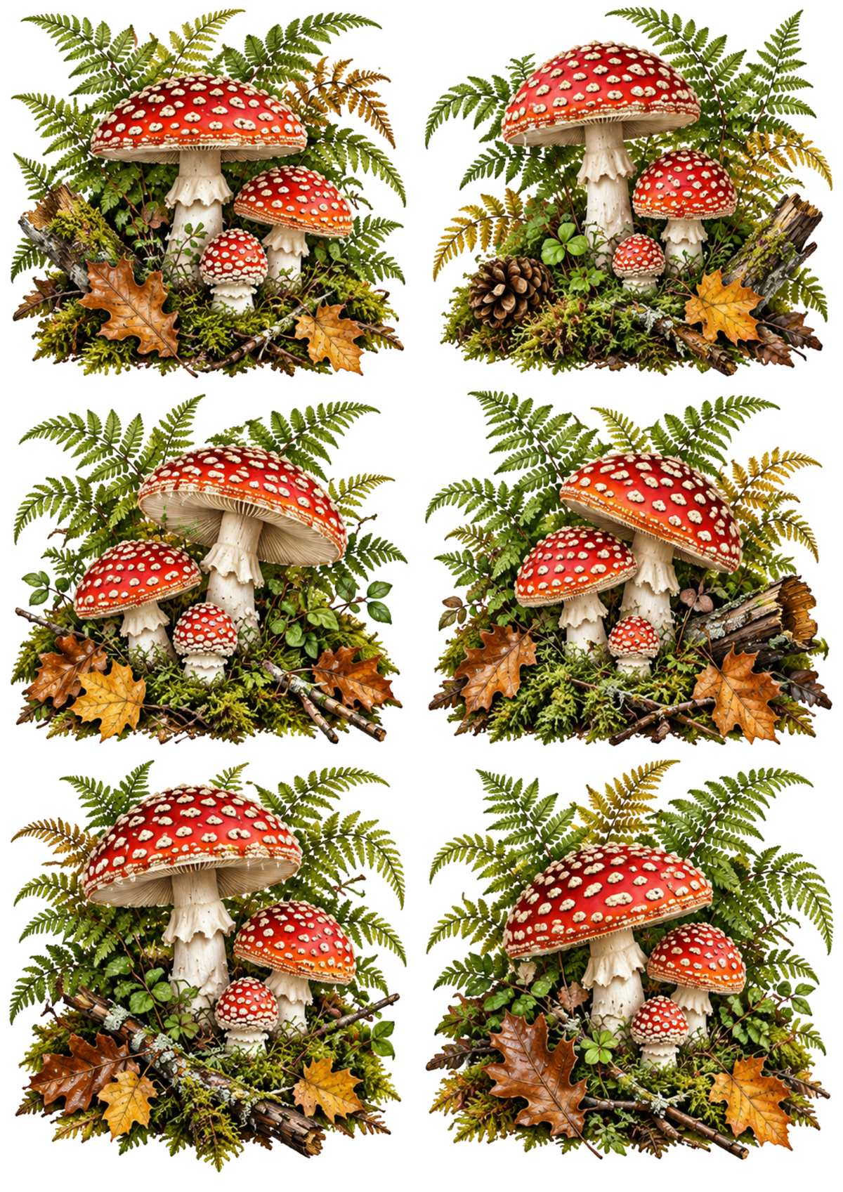 Sticker Sheet / Greeting Card – Forest of Fly Agarics Collage Cat. No 10522