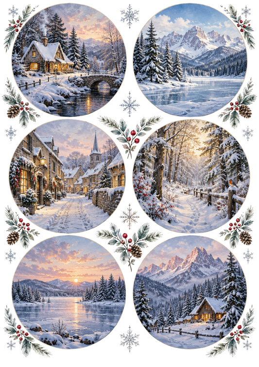 Sticker Sheet / Greeting Card – Winter Village Collage Cat. No 10523