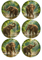 Sticker Sheet / Greeting Card – Happy Elephant Circles Collage Cat. No 10526