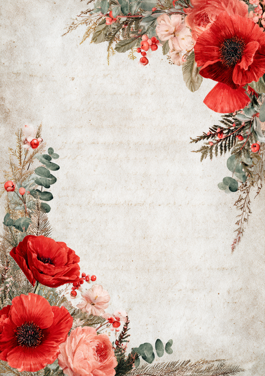 Sticker Sheet / Greeting Card – Red Poppy Frame Full Cat. No 10549