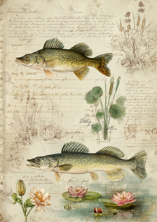 Sticker Sheet / Greeting Card – Vintage Freshwater Fish Study Full Cat. No 10552