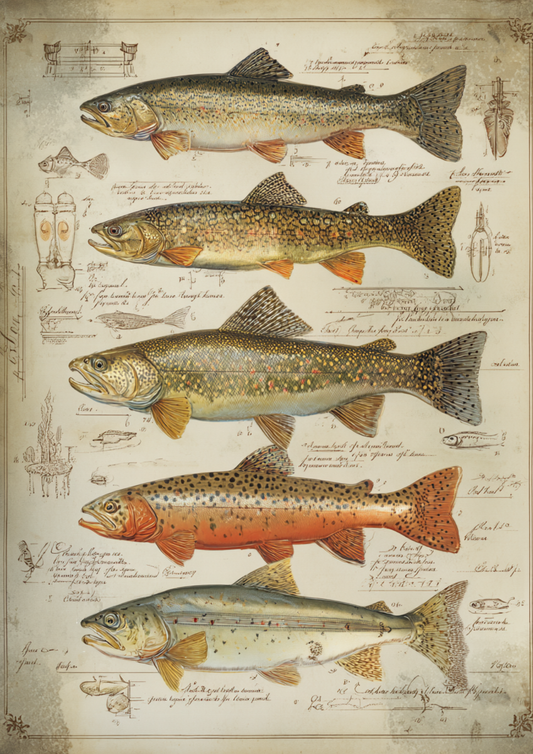 Sticker Sheet / Greeting Card – River Fish Botanical Study Full Cat. No 10553