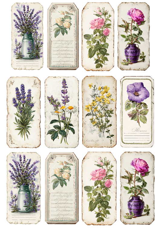 Sticker Sheet / Greeting Card – Vintage Botanical Labels Collage Cat. No 10566
