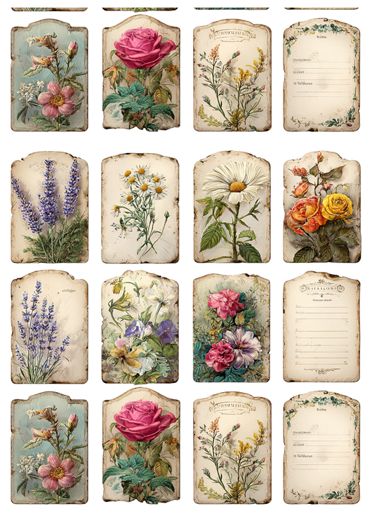 Sticker Sheet / Greeting Card – Vintage Botanical Labels Collage Cat. No 10567