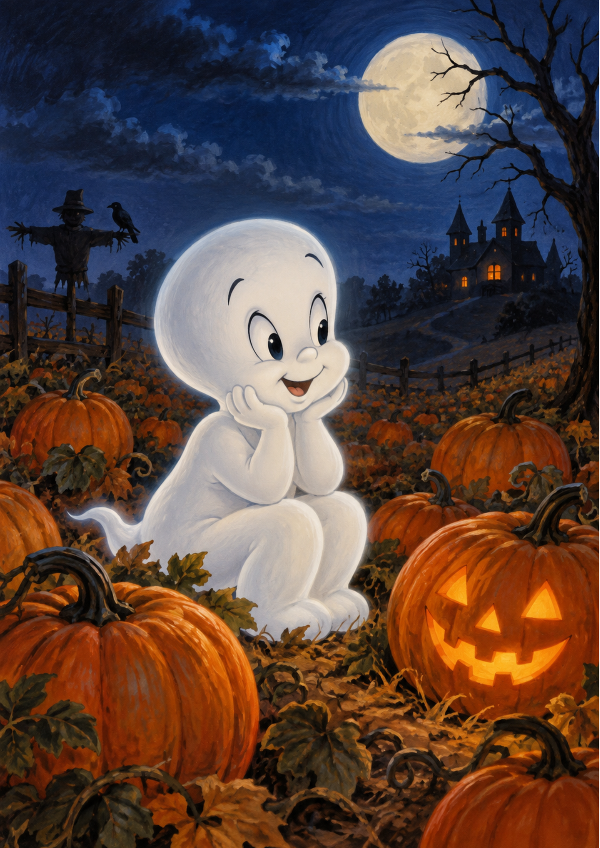 Sticker Sheet / Greeting Card – Cute Ghost Waiting for Halloween Night Full Cat. No 10574