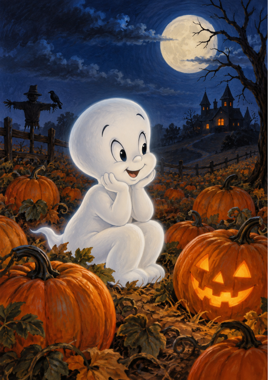 Sticker Sheet / Greeting Card – Cute Ghost Waiting for Halloween Night Full Cat. No 10574