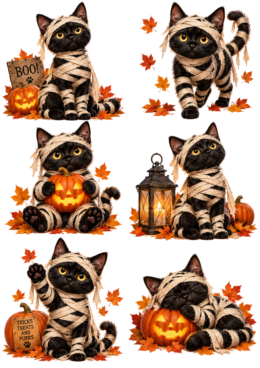 Sticker Sheet / Greeting Card – Cute Cat Mummy Collage Cat. No 10580