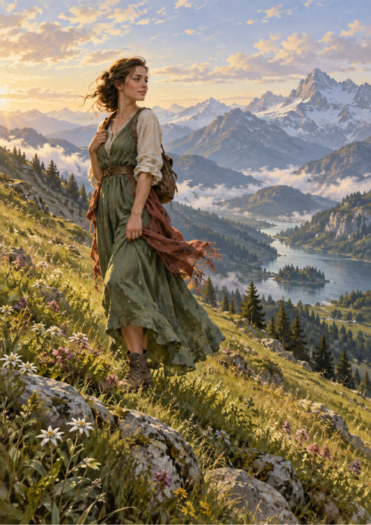 Sticker Sheet / Greeting Card – Mountain Woman Full Cat. No 10582