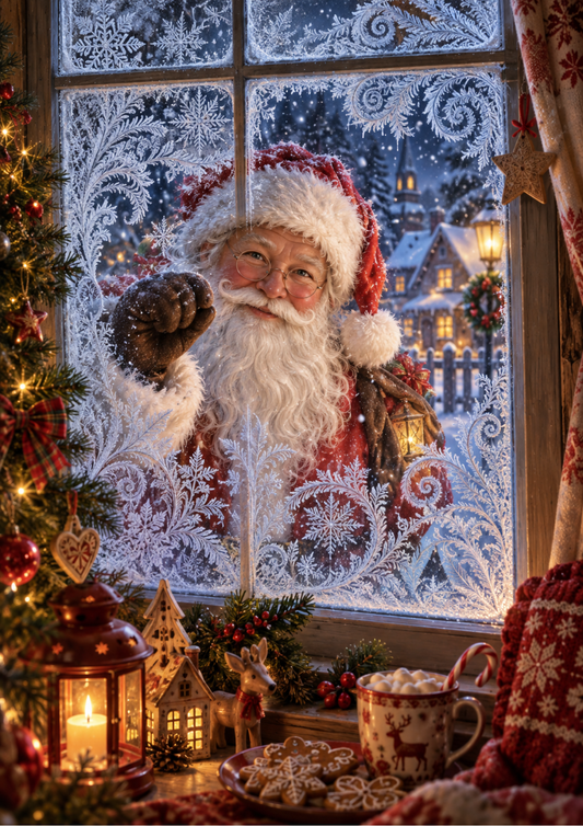 Sticker Sheet / Greeting Card – Santa at the Frosted Window Full Cat. No 10583