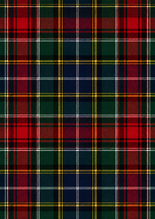 Sticker Sheet / Greeting Card – Classic Crimson Highland Tartan Pattern Background Full Cat. No 10585