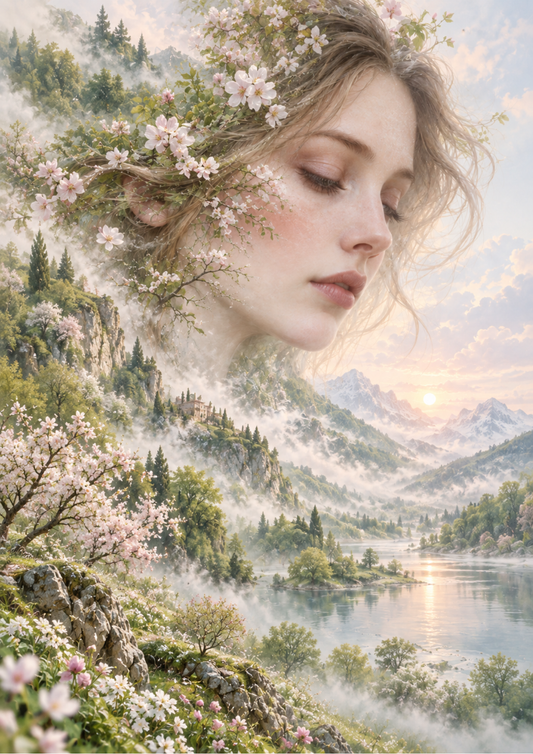 Sticker Sheet / Greeting Card – Springtime Valley Dreamscape Full Cat. No 10602