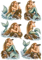 Sticker Sheet / Greeting Card – Mermaid Binoculars: Coastal Fantasy Collage Cat. No 10613