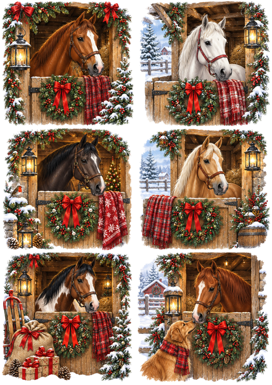 Sticker Sheet / Greeting Card – Christmas at the Winter Stables Collage Cat. No 10615