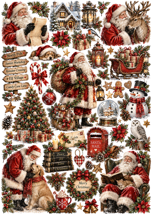 Sticker Sheet / Greeting Card – Vintage Christmas Atributes Collage Cat. No 10625