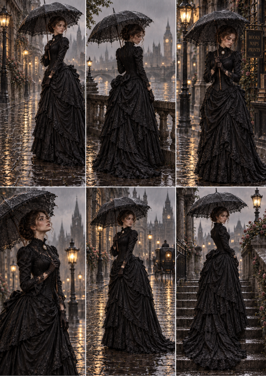 Sticker Sheet / Greeting Card – Rainy Victorian Portraits Collage Cat. No 10629