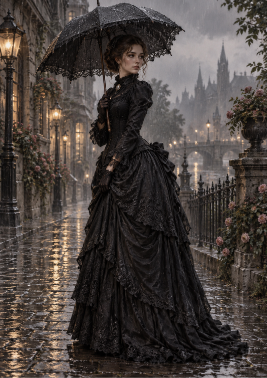 Sticker Sheet / Greeting Card – Victorian Rainy Promenade Full Cat. No 10630
