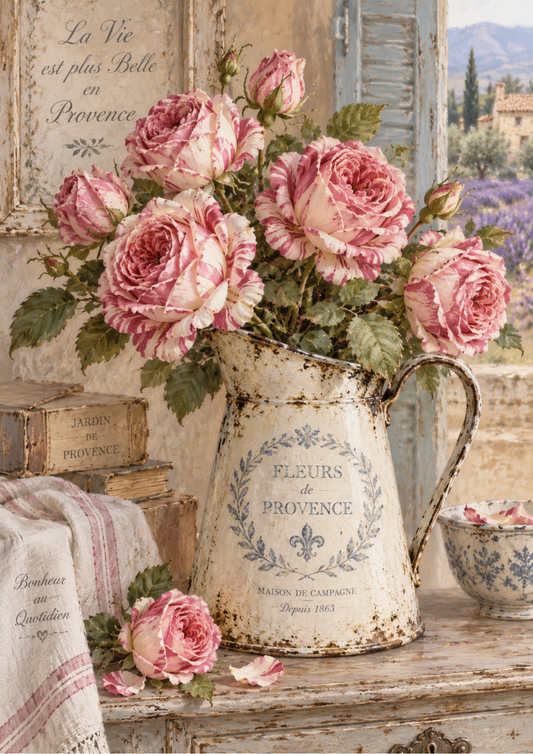 Sticker Sheet / Greeting Card – Vintage Provence Roses in Bloom Full Cat. No 10633
