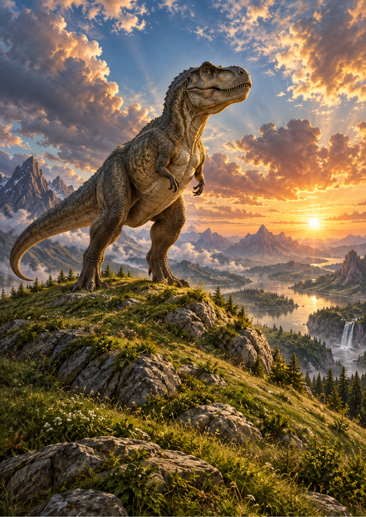 Sticker Sheet / Greeting Card – T. Rex Over a Golden Valley Full Cat. No 10643