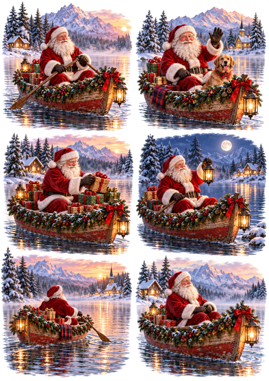 Sticker Sheet / Greeting Card – Santa’s Festive Winter Lake Adventures Collage Cat. No 10651