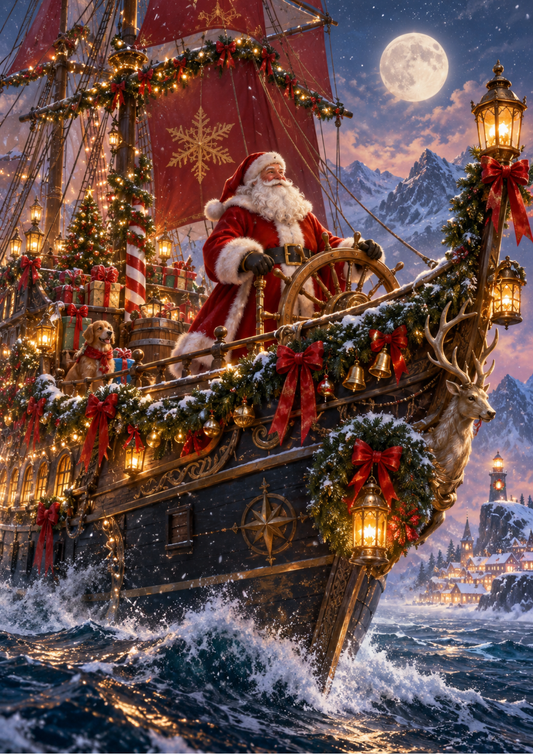Sticker Sheet / Greeting Card – Santa’s Enchanted Christmas Voyage Full Cat. No 10656