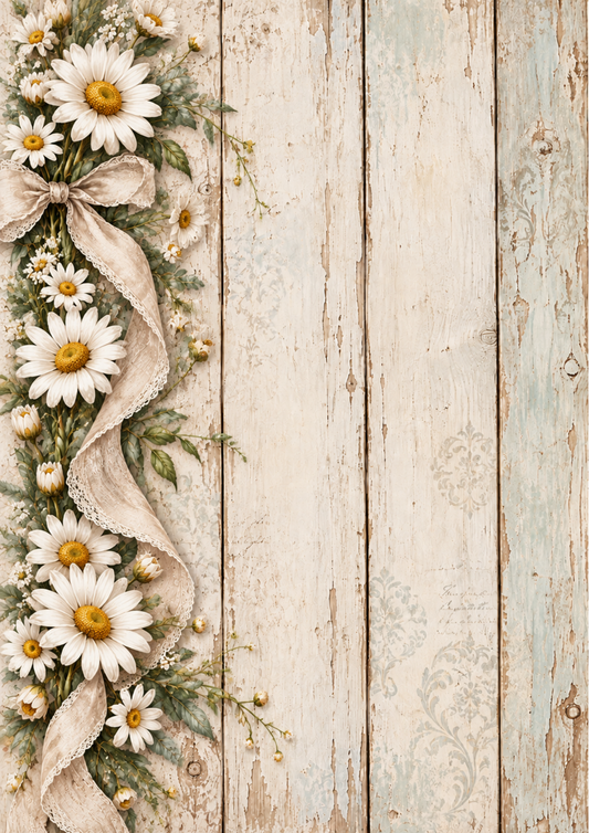 Sticker Sheet / Greeting Card – Shabby Chic Daisy Garland Backdrop Full Cat. No 10663