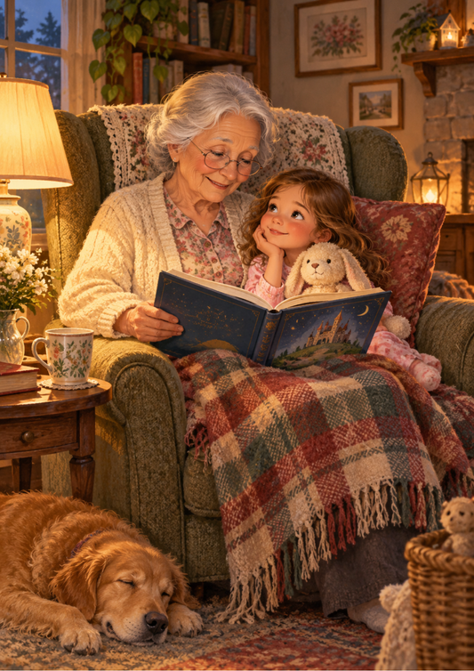 Sticker Sheet / Greeting Card – Grandmother’s Cosy Bedtime Story Full Cat. No 10667