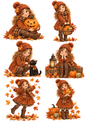 Sticker Sheet / Greeting Card – Cozy Autumn Halloween Girl Collage Cat. No 10674