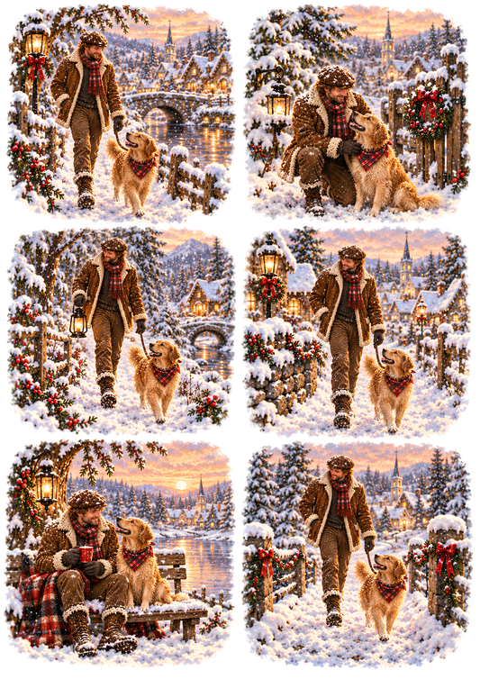 Sticker Sheet / Greeting Card – Nostalgic Winter Village Adventures Collage Cat. No 10683