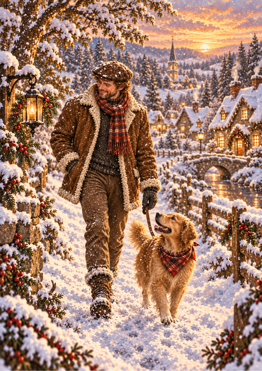 Sticker Sheet / Greeting Card – A Cosy Christmas Village Stroll Full Cat. No 10684
