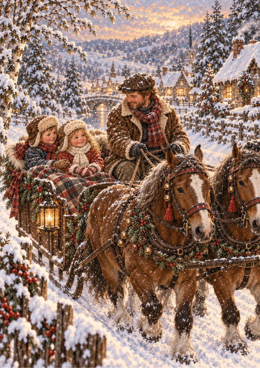 Sticker Sheet / Greeting Card – Nostalgic Christmas Sleigh Ride Full Cat. No 10688