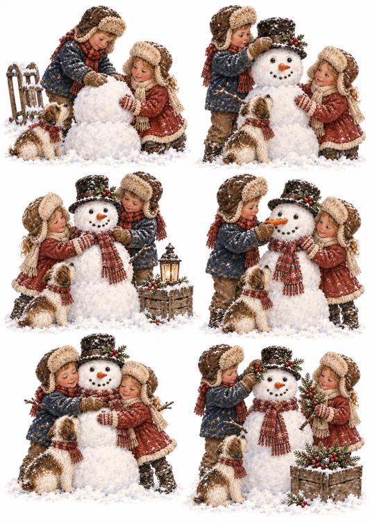 Sticker Sheet / Greeting Card – Let's Make a Snowman Collage Cat. No 10691