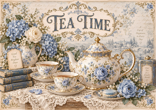 Sticker Sheet / Greeting Card – Vintage Tea Time Still Life Full Cat. No 10693