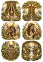 Sticker Sheet / Greeting Card – Mystical Forest Priestess Vignettes Collage Cat. No 10738