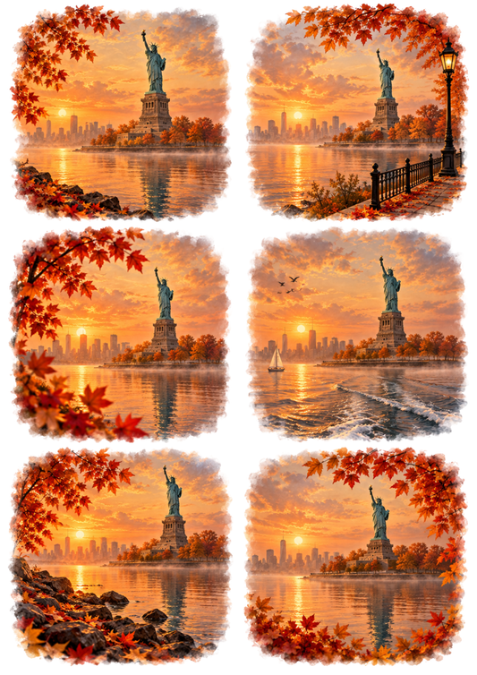 Sticker Sheet / Greeting Card – Autumn Liberty Sunset Vignettes Collage Cat. No 10740