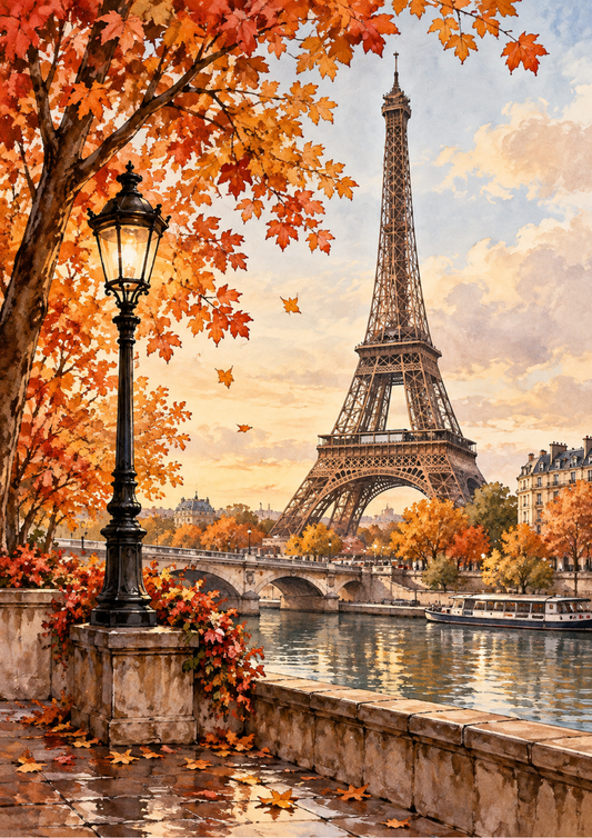 Sticker Sheet / Greeting Card – Autumn Paris by the Seine Full Cat. No 10743