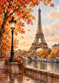 Sticker Sheet / Greeting Card – Autumn Paris by the Seine Full Cat. No 10743