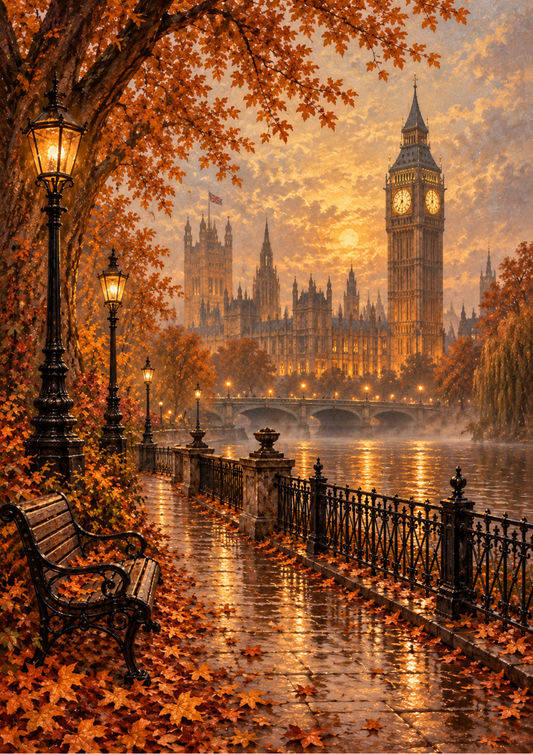 Sticker Sheet / Greeting Card – Autumn Evening by Big Ben Full Cat. No 10745
