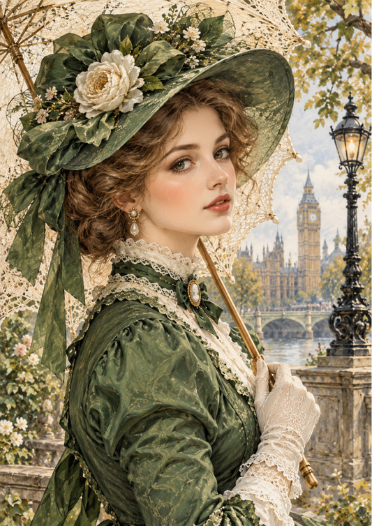 Sticker Sheet / Greeting Card – Victorian Lady by the Thames Full Cat. No 10752