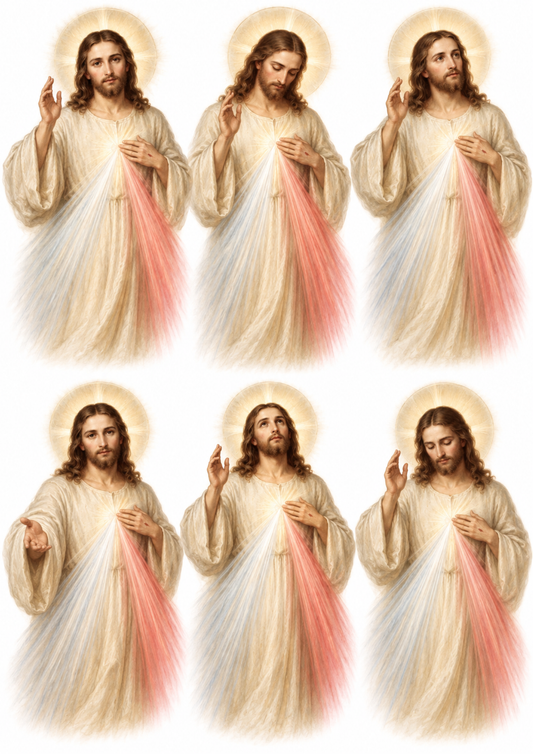 Sticker Sheet / Greeting Card – Divine Mercy Jesus Portraits Collage Cat. No 10761